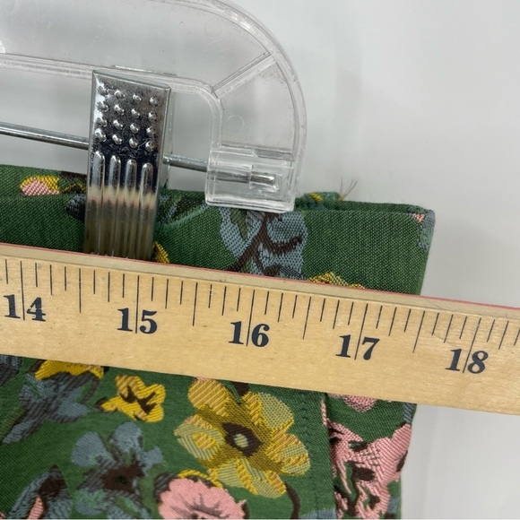 Sumissura floral jacquard green pants Sz 4 S - Picture 5 of 7